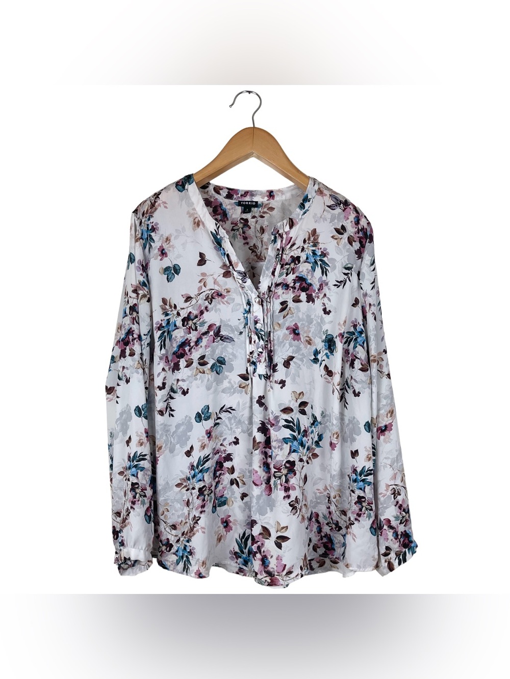 Torrid Floral V-Neck Chiffon Blouse Women’s Size 3X Office Going Out Workwear